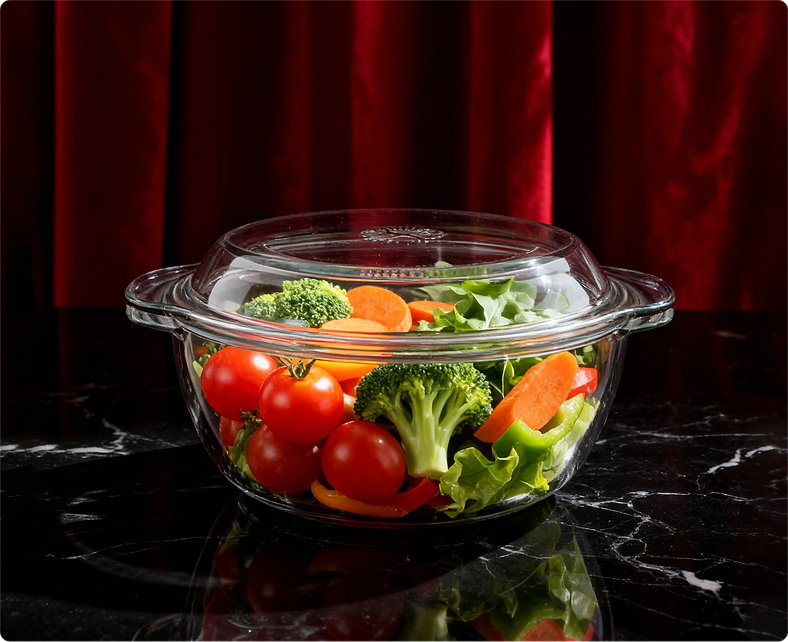 Glass bowl with vegetables